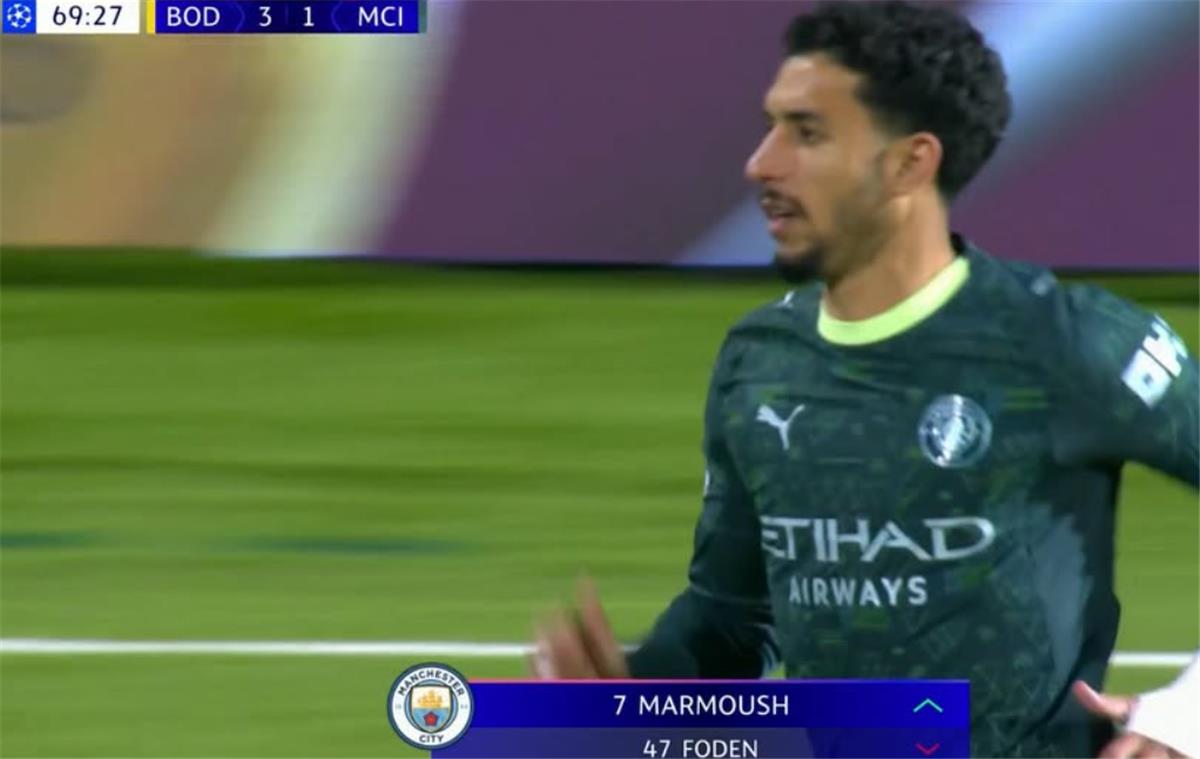 تقييم عمر مرموش في مباراة مانشستر سيتي وبودو جليمت بـ دوري أبطال أوروبا