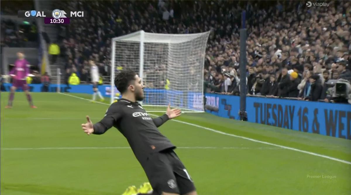 فيديو | ريان شرقي يسجل هدف مانشستر سيتي الأول أمام توتنهام