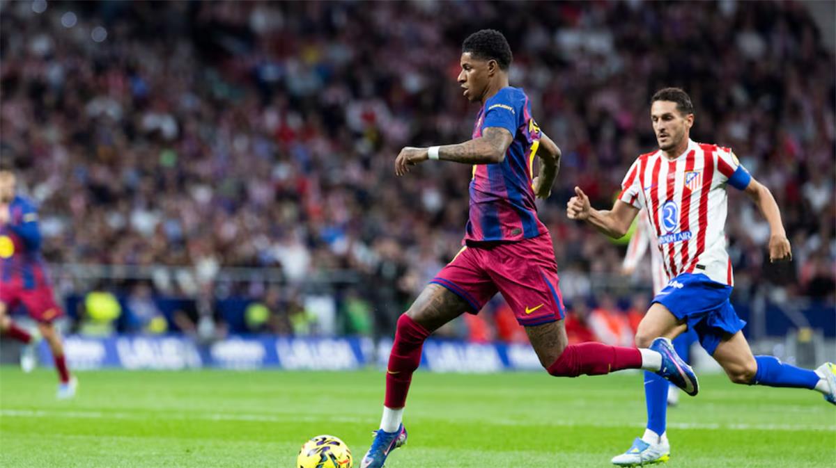 فيديو | في 5 دقائق.. سيميوني يسجل هدف أتلتيكو مدريد الأول وراشفورد يتعادل لـ برشلونة