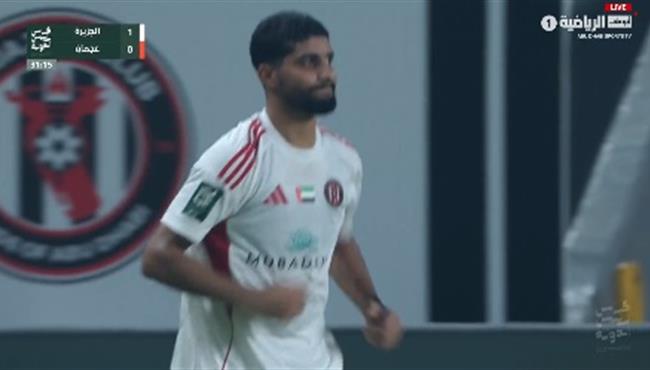 هدف الجزيرة الاول في مرمي عجمان اسيست ابراهيم عادل