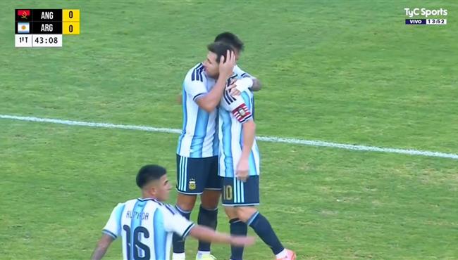 هدف الارجنتين الاول في مرمي انجولا اسيست ميسي