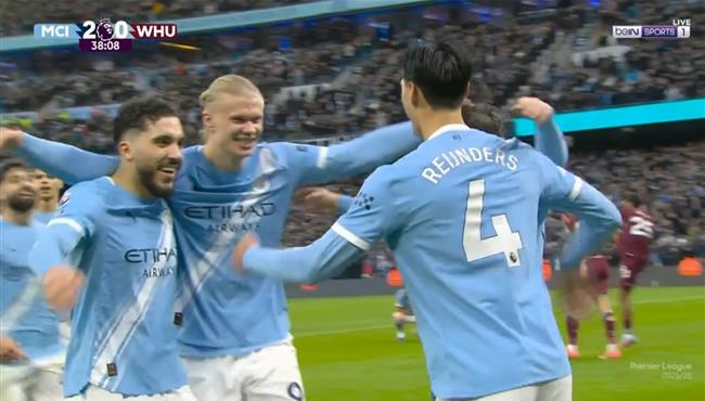 هدف مانشستر سيتي الثاني في مرمي وست هام بالدوري الانجليزي