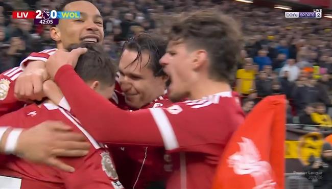 اهداف مباراة ليفربول وولفرهامبتون في الدوري الانجليزي