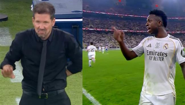 مشادة بين فينيسيوس وسيميوني في مباراة ريال مدريد واتلتيكو مدريد