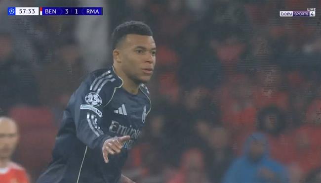 هدف مبابي الثاني في مرمي بنفيكا بدوري ابطال اوروبا