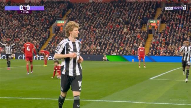 هدف نيوكاسل الاول في مرمي ليفربول بالدوري الانجليزي