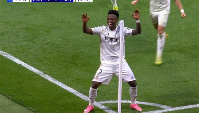 هدف فينيسيوس جونيور في مرمي بنفيكا واحتفاله بدوري ابطال اوروبا