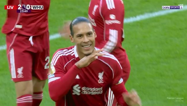 هدف فان دايك في مرمي وست هام بالدوري الانجليزي