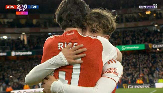 هدف ارسنال الثاني الرائع في مرمي ايفرتون وفرحة ارتيتا الجنونية