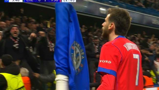 هدف باريس سان جيرمان الاول في مرمي تشيلسي بدوري ابطال اوروبا