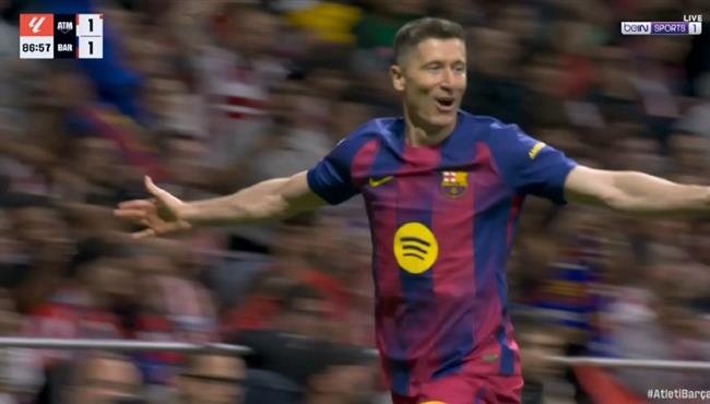 هدف ليفاندوفسكي في مرمي اتلتيكو مدريد بالدوري الاسباني