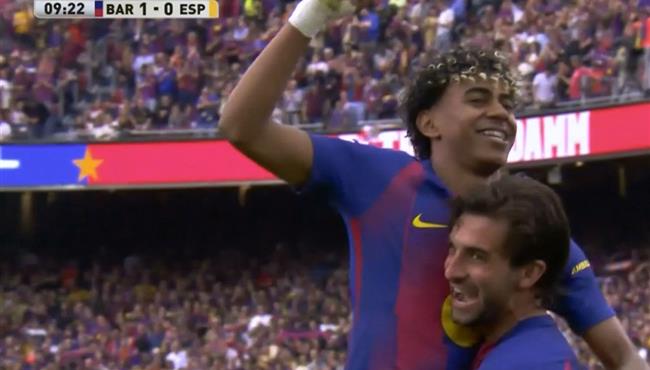 هدف برشلونة الاول في مرمي اسبانيول بالدوري الاسباني