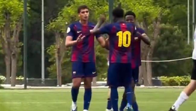 هدف حمزة عبد الكريم الثالث في مباراة برشلونة ومونت كارلو بالدوري الإسباني للشباب