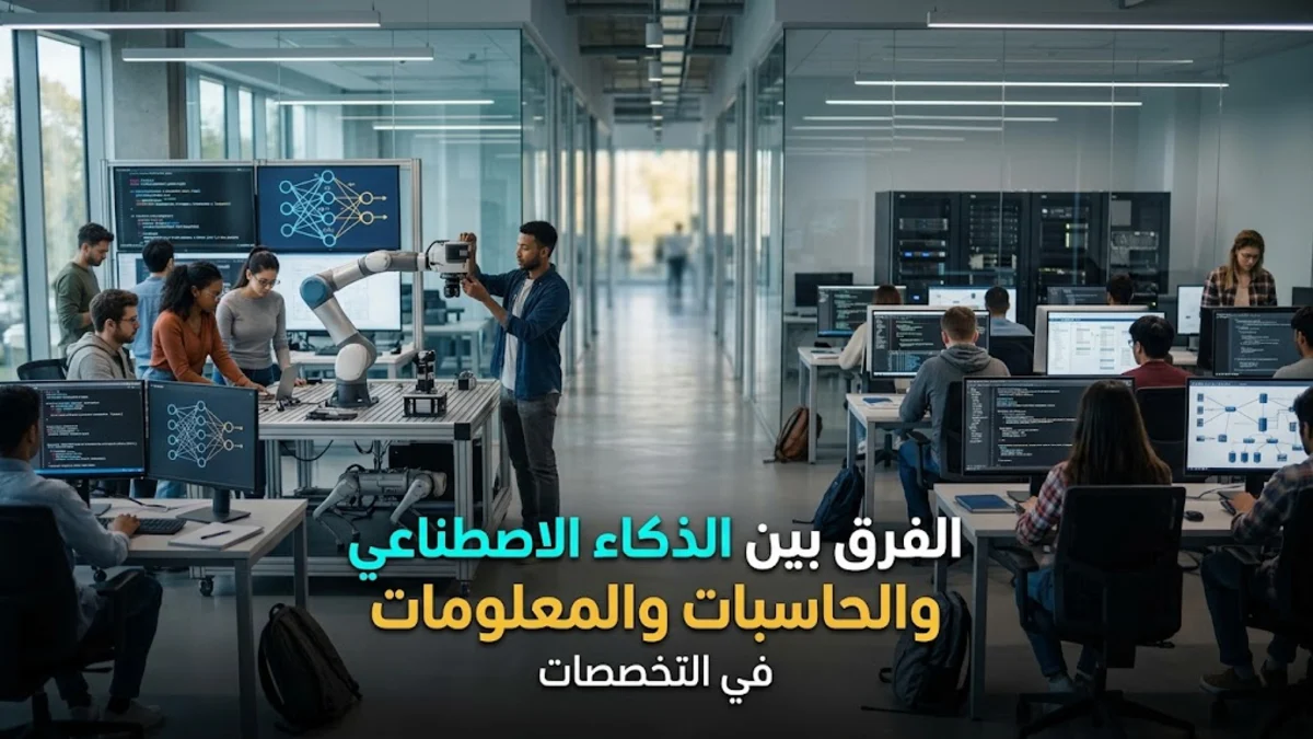 الفرق بين الذكاء الاصطناعي والحاسبات والمعلومات في التخصصات