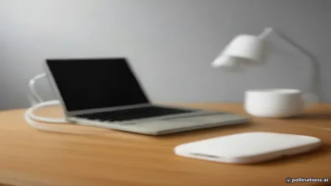 AirPods charging case next to a laptop on a desk