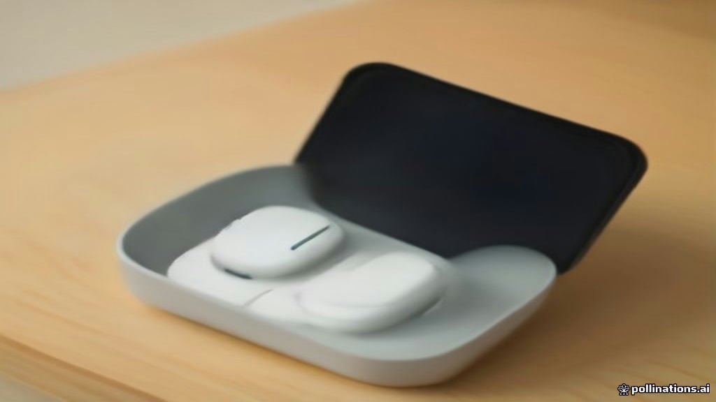 Apple wireless earbuds displayed on a desk