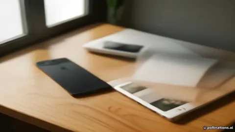 A comparison of a modern iPhone and a foldable Android phone on a desk.