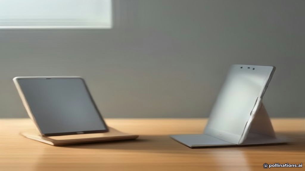 An Android phone and an Apple phone resting side by side on a desk.