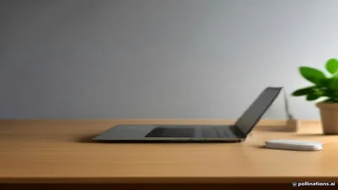 لابتوب اقتصادي حديث على مكتب خشبي