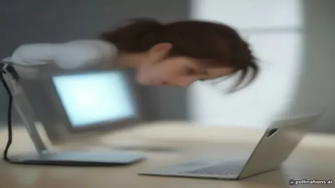 Professional using AI assistant on a laptop at a desk