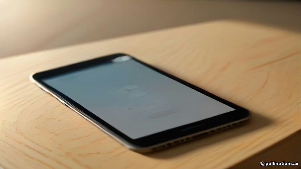 Smartphone displaying AI chat interface on a wooden desk