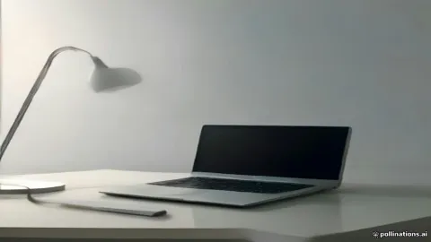 معدات تسجيل وصوتيات مع شاشة لابتوب تعرض تفريغ الصوت إلى نص بالذكاء الاصطناعي