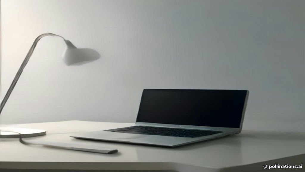معدات تسجيل وصوتيات مع شاشة لابتوب تعرض تفريغ الصوت إلى نص بالذكاء الاصطناعي