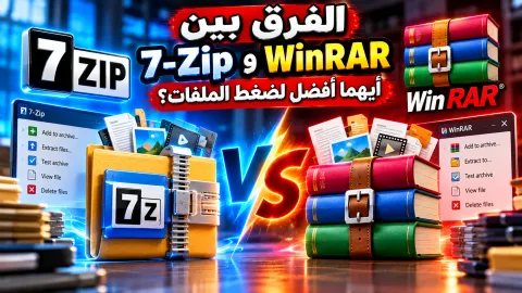 رسم توضيحي يمثل مقارنة برامج ضغط وإدارة الملفات للكمبيوتر