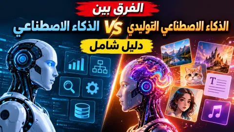 رسم توضيحي يمثل الفرق بين الذكاء الاصطناعي التحليلي والذكاء الاصطناعي التوليدي