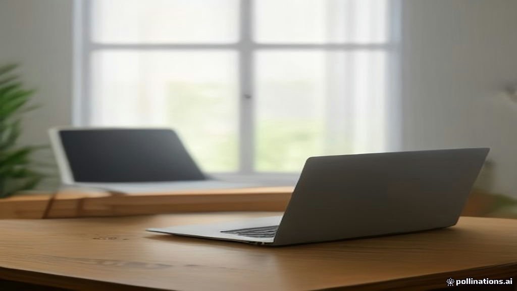 مقارنة بين اللابتوب التقليدي وجهاز ماك بوك على مكتب خشبي حديث