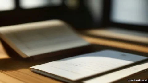 هاتف ذكي يعرض تطبيق قراءة القرآن الكريم على مكتب خشبي