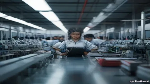 خط تجميع الهواتف الذكية في المصنع