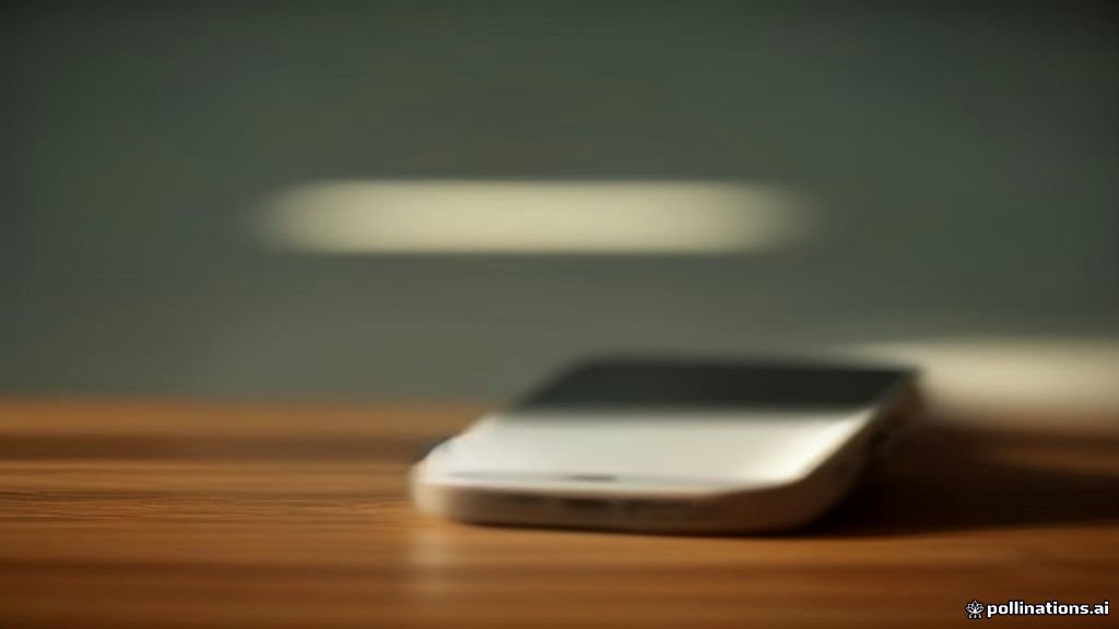 An Android smartphone displaying the messaging application settings on a wooden desk.