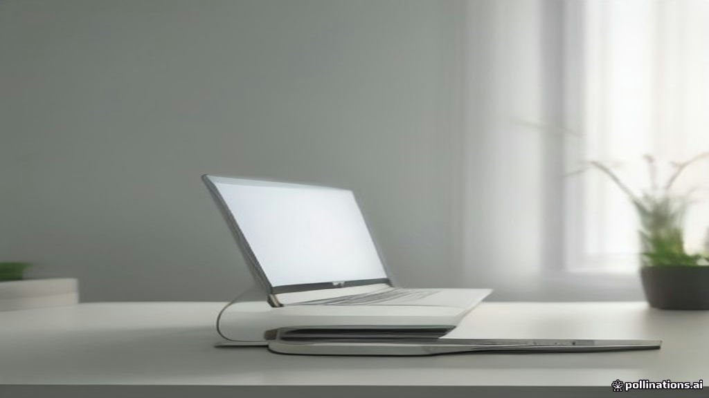 A laptop on a desk showing an AI chat application interface.