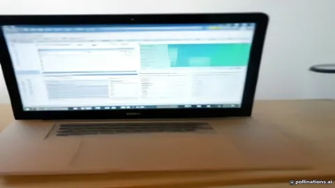A laptop screen showing a complex Excel spreadsheet on a clean office desk.