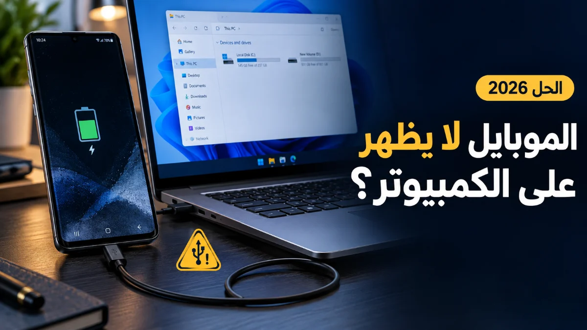 حل مشكلة الموبايل لا يظهر على الكمبيوتر 2026