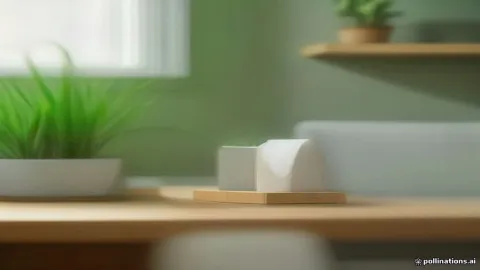 A white mesh Wi-Fi satellite node on a wooden shelf in a modern home.