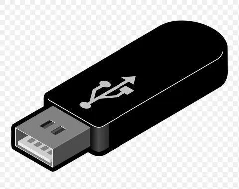 فلاشة USB موصولة بمأخذ كمبيوتر محمول