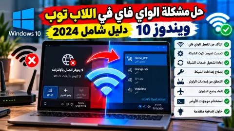شاشة لاب توب تعرض إعدادات الشبكة والواي فاي في ويندوز 10
