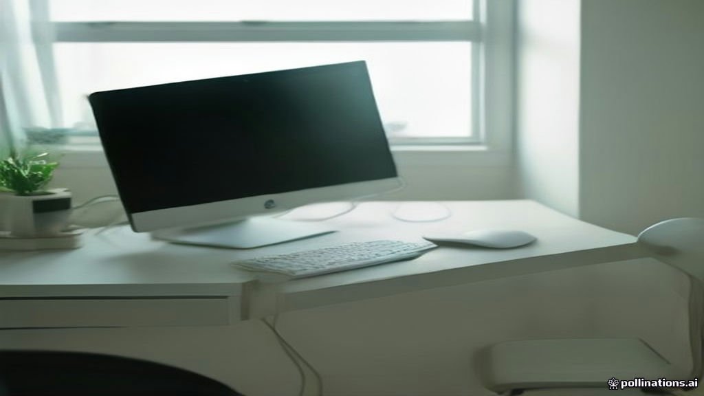 Clean desk setup with a computer monitor and keyboard