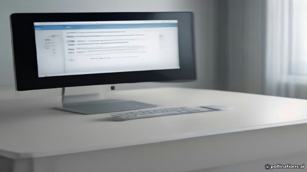 Computer monitor displaying an AI chat interface on a clean desk.