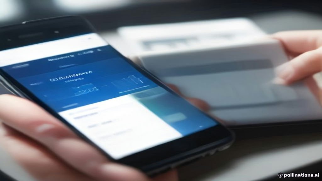 واجهة تطبيق مالي حديث للادخار على هاتف ذكي في بيئة عمل احترافية