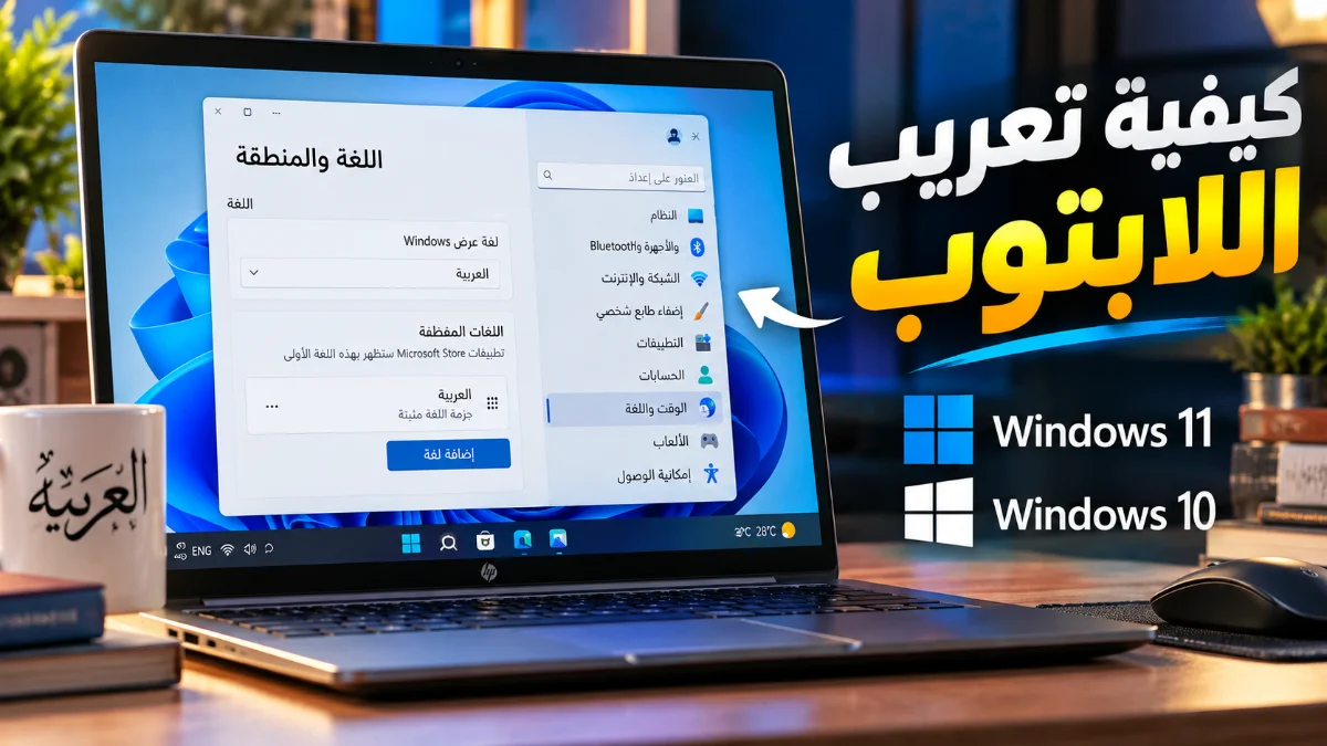 كيفية تعريب اللابتوب ويندوز 11 و10