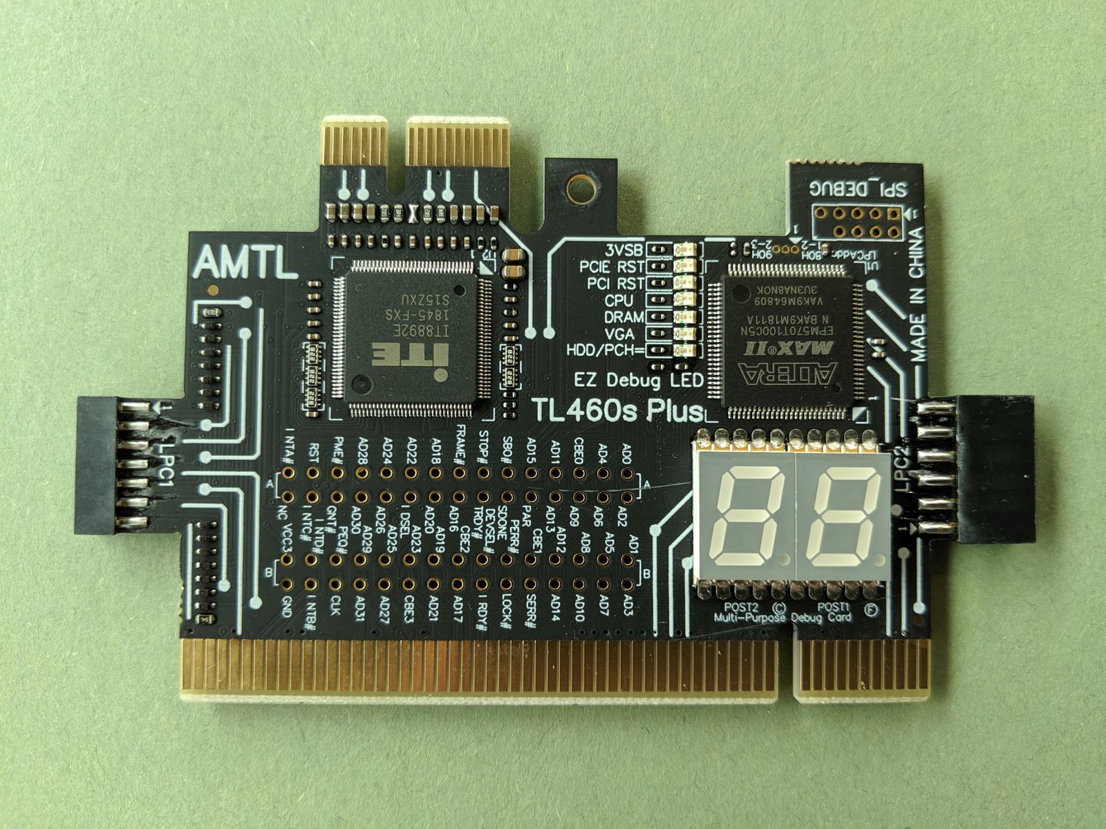 Computer motherboard interior for hardware troubleshooting