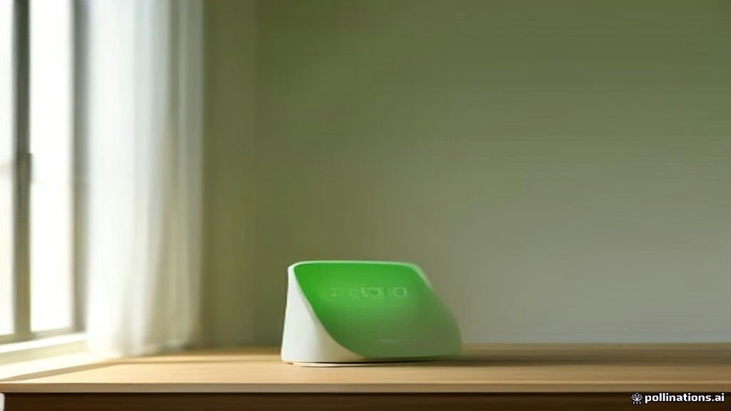 A modern mesh Wi-Fi router on a shelf