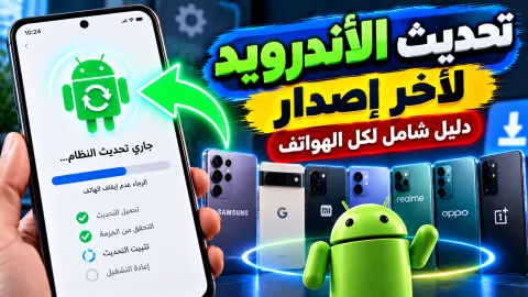 شاشة هاتف ذكي تظهر عملية تحميل تحديث نظام الأندرويد الجديد بنجاح