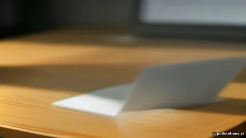لابتوب حديث على مكتب خشبي مع إضاءة طبيعية هادئة