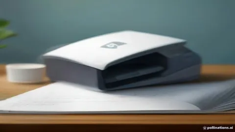 طابعة hp حديثة على مكتب بجوار حاسوب