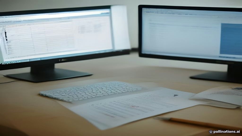 Computer monitor displaying a spreadsheet on a clean office desk