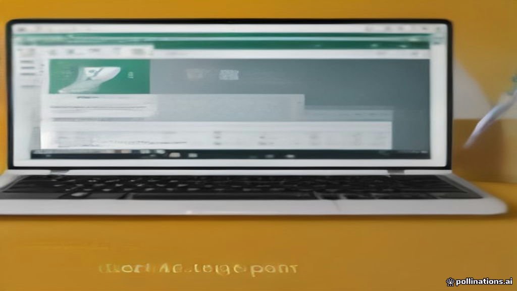 A laptop open on a wooden desk displaying Microsoft Excel spreadsheet software.